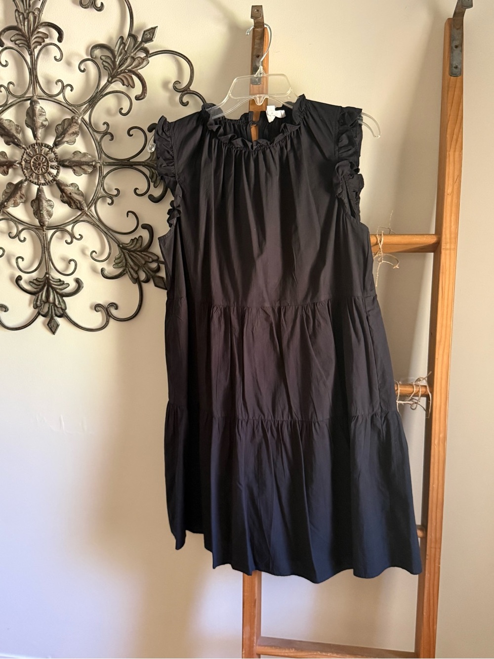 Womens &merci Black Ruffle Tiered Casual Dress
